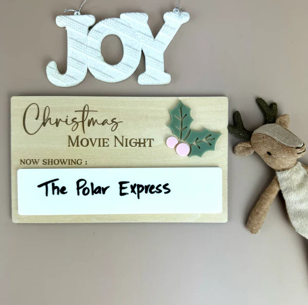 Christmas Movie Night Decor Sign