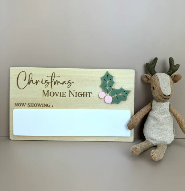 Christmas Movie Night Decor Sign