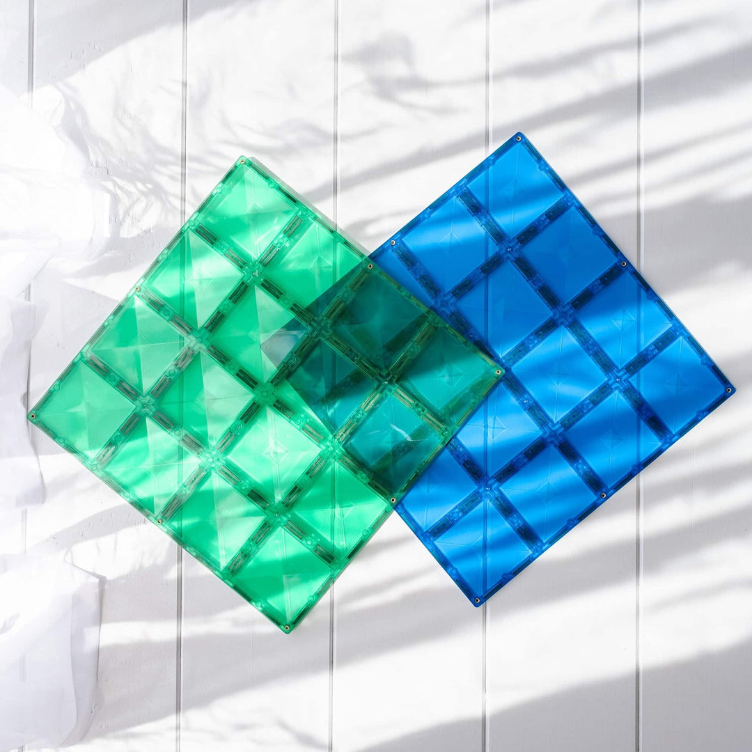 Connetix Magnetic Tiles Rainbow Blue & Green Base Plate 2 Pack