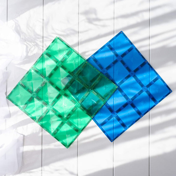 Connetix Magnetic Tiles Rainbow Blue & Green Base Plate 2 Pack