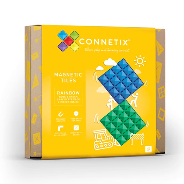 Connetix Magnetic Tiles Rainbow Blue & Green Base Plate 2 Pack