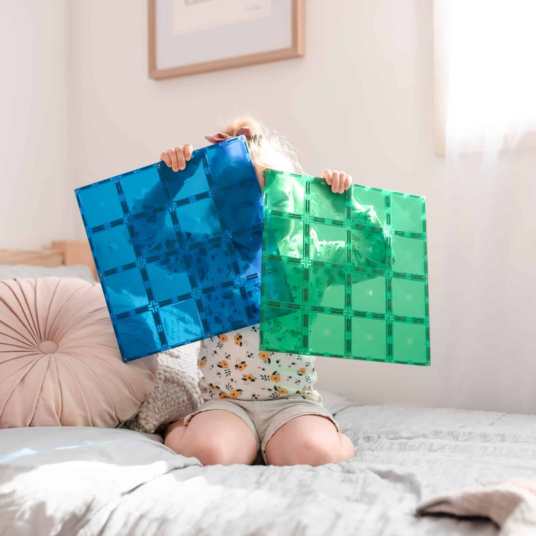 Connetix Magnetic Tiles Rainbow Blue & Green Base Plate 2 Pack