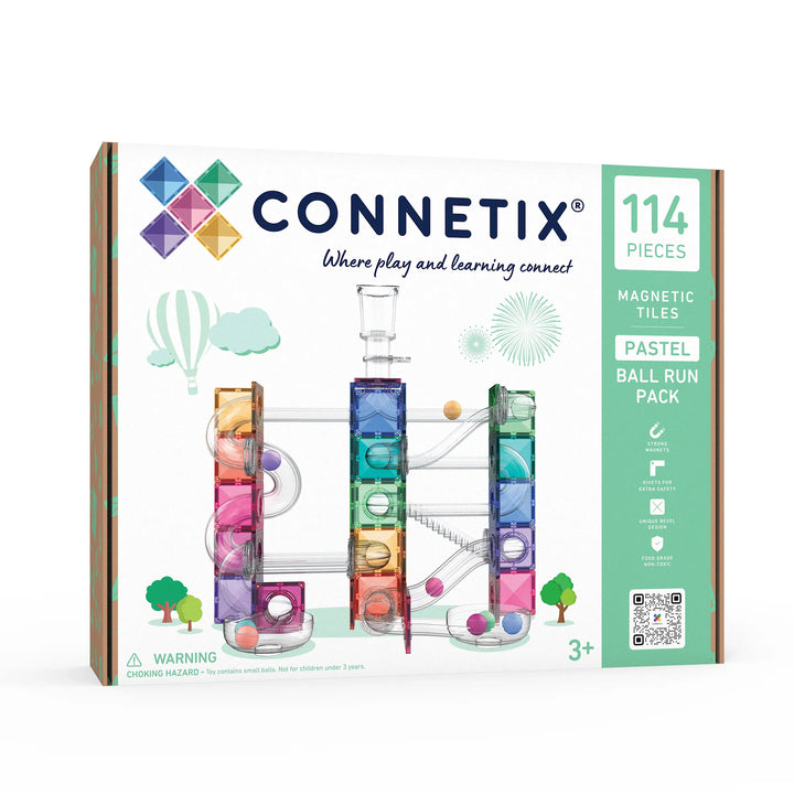 Connetix Magnetic Tiles Ball Run Pastel Pack 114 Pieces