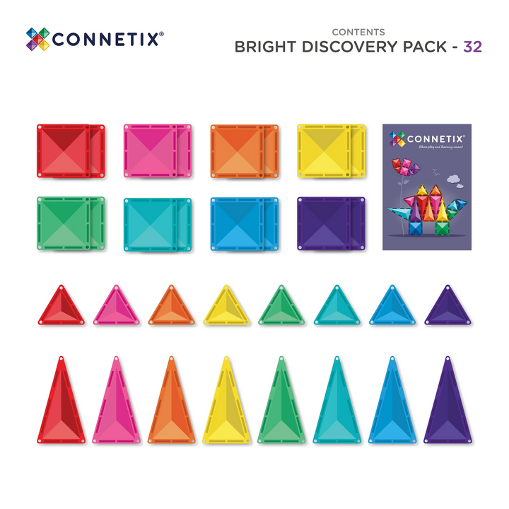Connetix Magnetic Tiles Bright Discovery 32 Piece Pack
