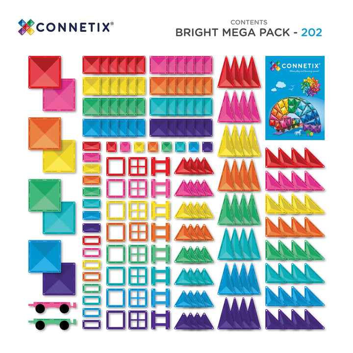 Connetix Magnetic Tiles Bright Mega 202 Piece Pack