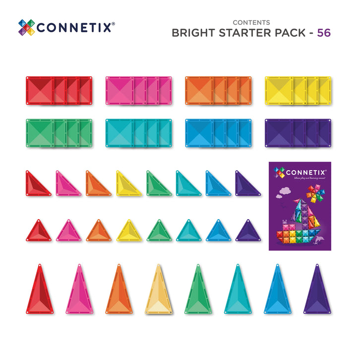 Connetix Magnetic Tiles Bright Starter 56 Piece Pack