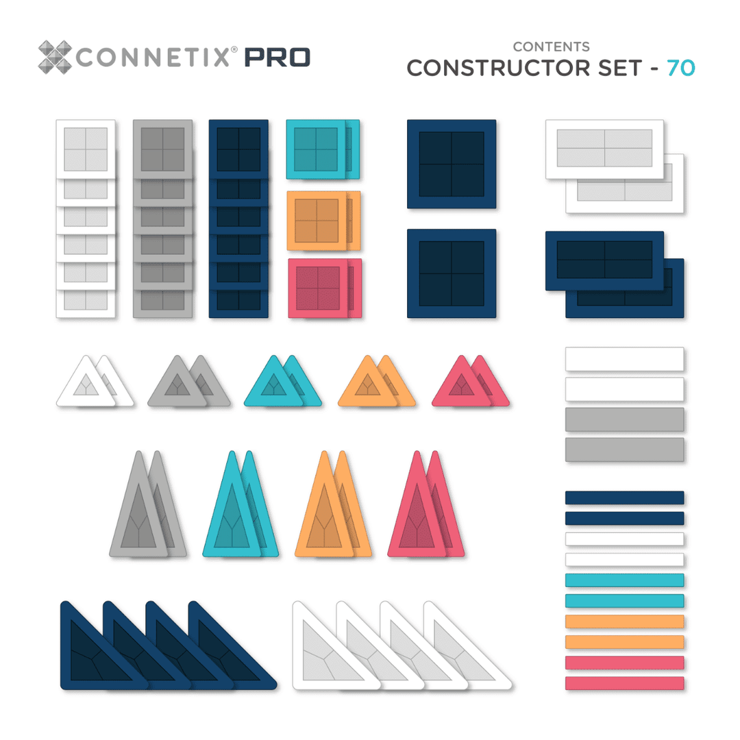 Connetix Magnetic Tiles PRO Constructor Set 70p Pack