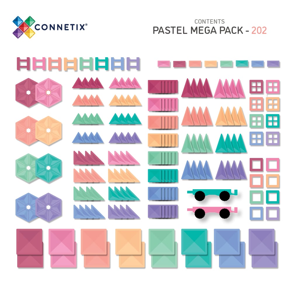 Connetix Magnetic Tiles Pastel 202 Piece Mega Pack