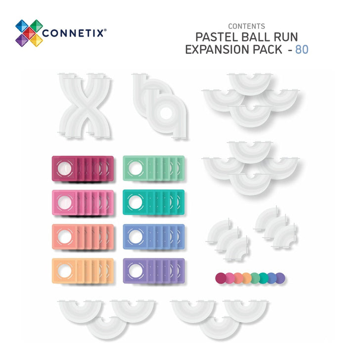 Connetix Magnetic Tiles Pastel Ball Run 80 Piece Pack