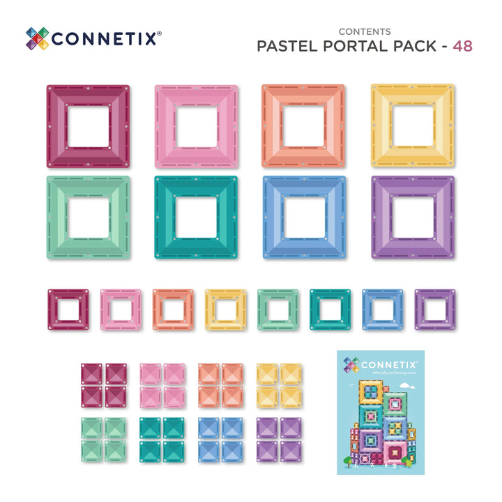 Connetix Magnetic Tiles Pastel Portal 48 Piece Pack