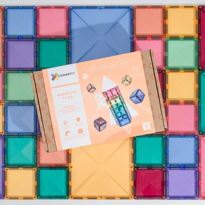 Connetix Magnetic Tiles Pastel Square 40 Piece Pack