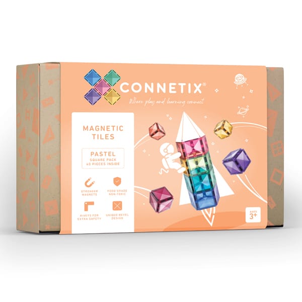 Connetix Magnetic Tiles Pastel Square 40 Piece Pack