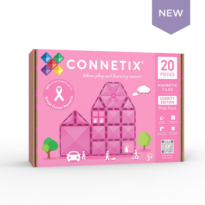Connetix Magnetic Tiles Pink Charity 20 Piece Pack