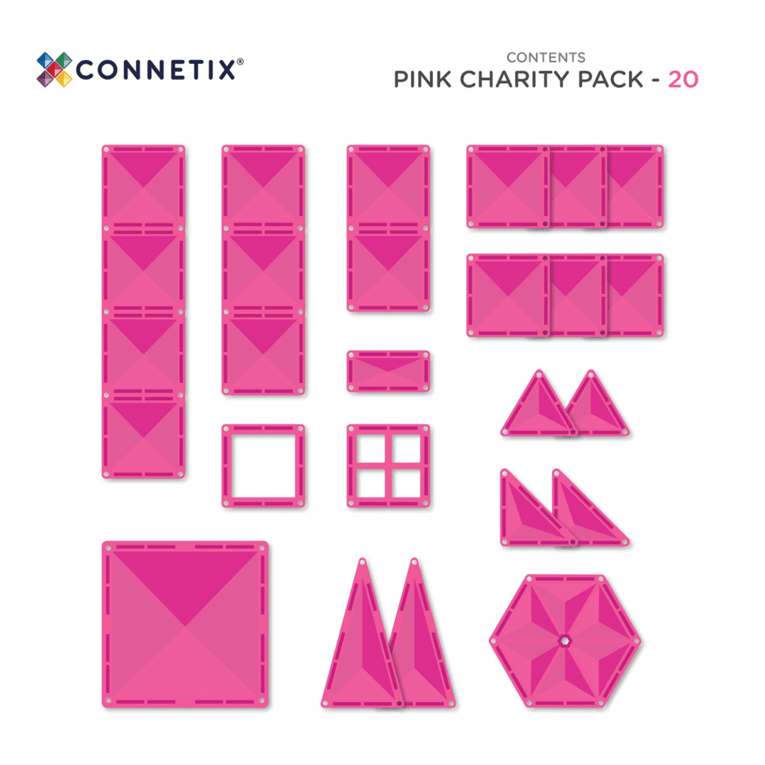 Connetix Magnetic Tiles Pink Charity 20 Piece Pack