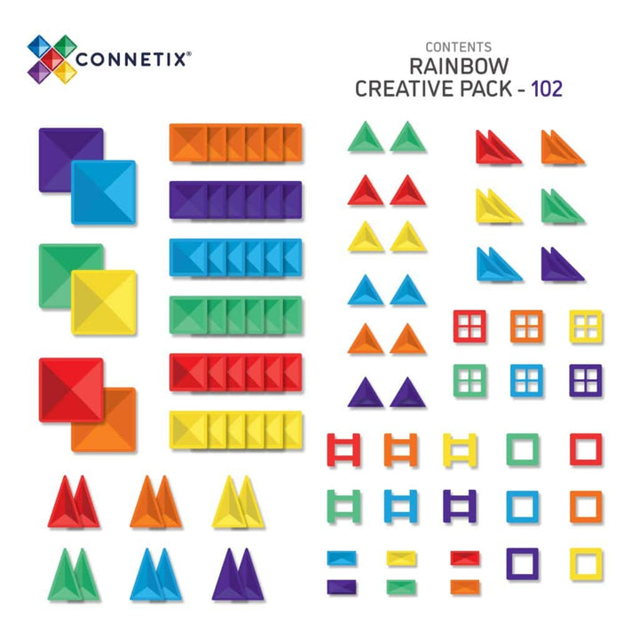 Connetix Magnetic Tiles Rainbow Creative 102 Piece Pack