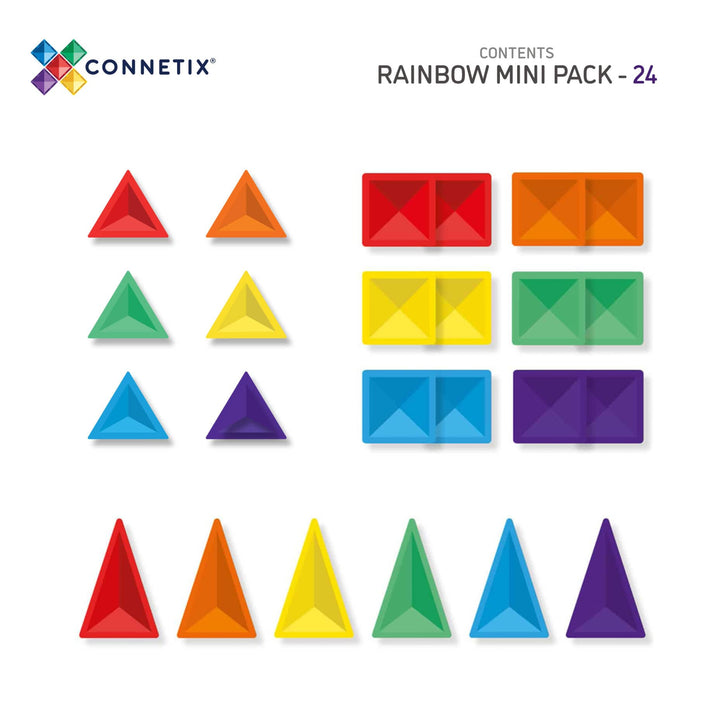 Connetix Magnetic Tiles Rainbow Mini 24 Piece Pack