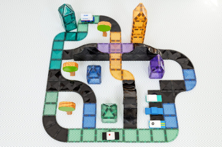 Connetix Magnetic Tiles Roads Ramps & Intersections 16 Piece Pack