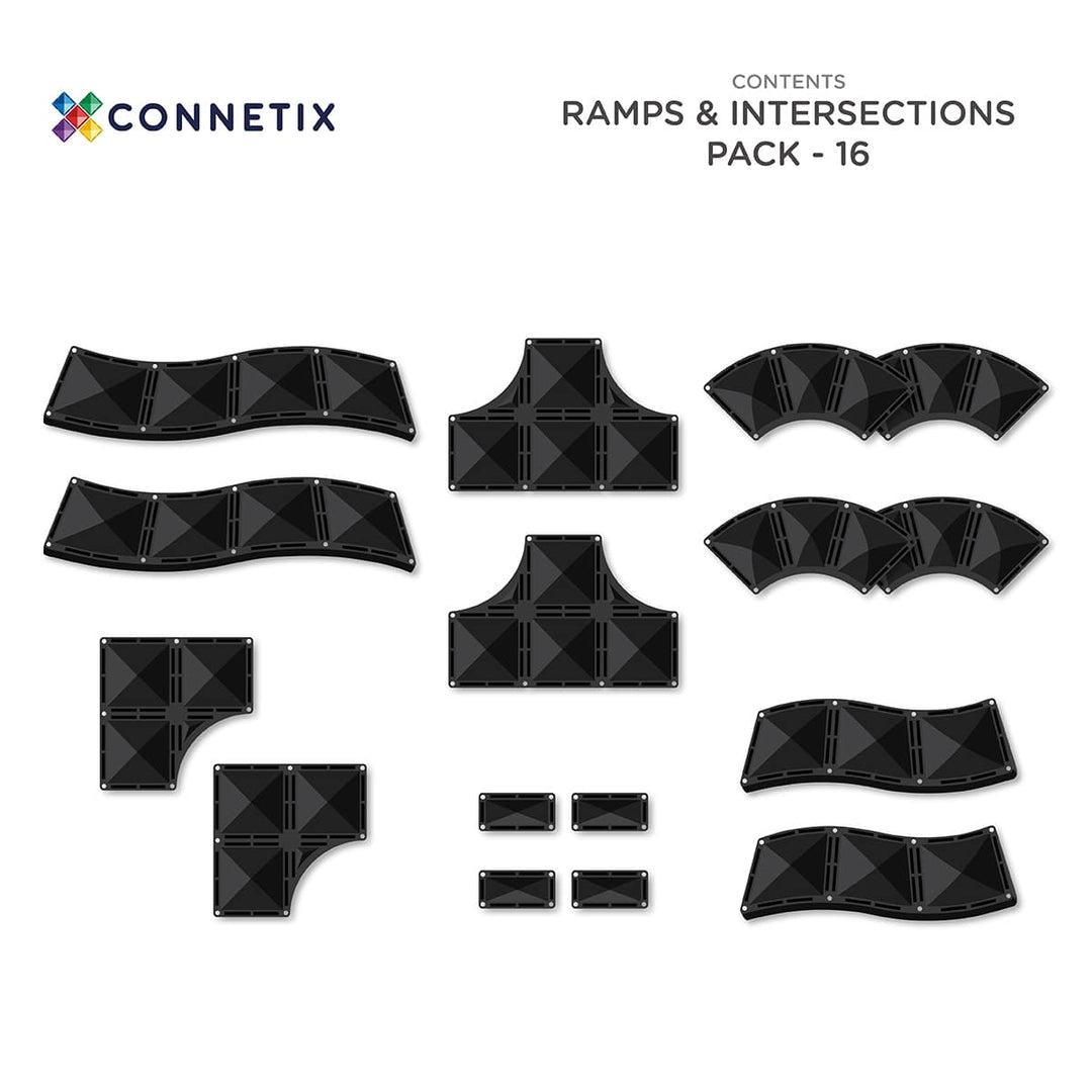 Connetix Magnetic Tiles Roads Ramps & Intersections 16 Piece Pack