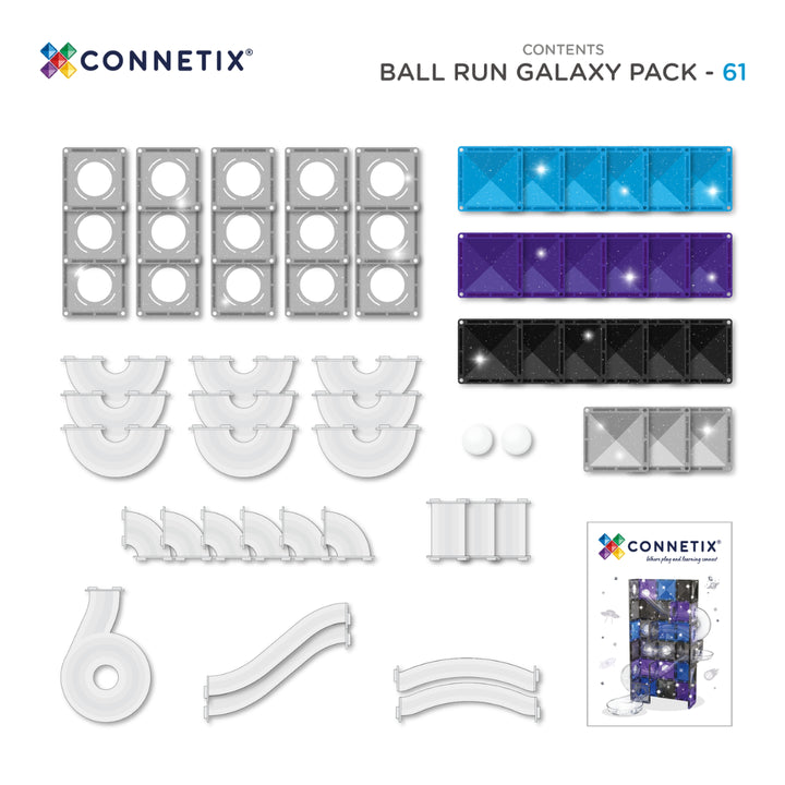 Connetix Magnetic Tiles Ball Run Galaxy Pack 61 pc