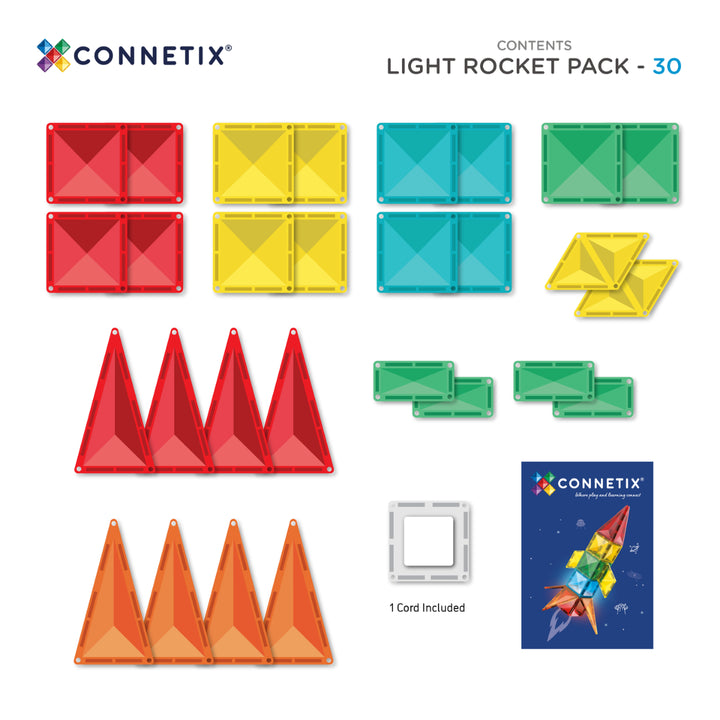 Connetix Magnetic Tiles Light Rocket Pack 30 pc
