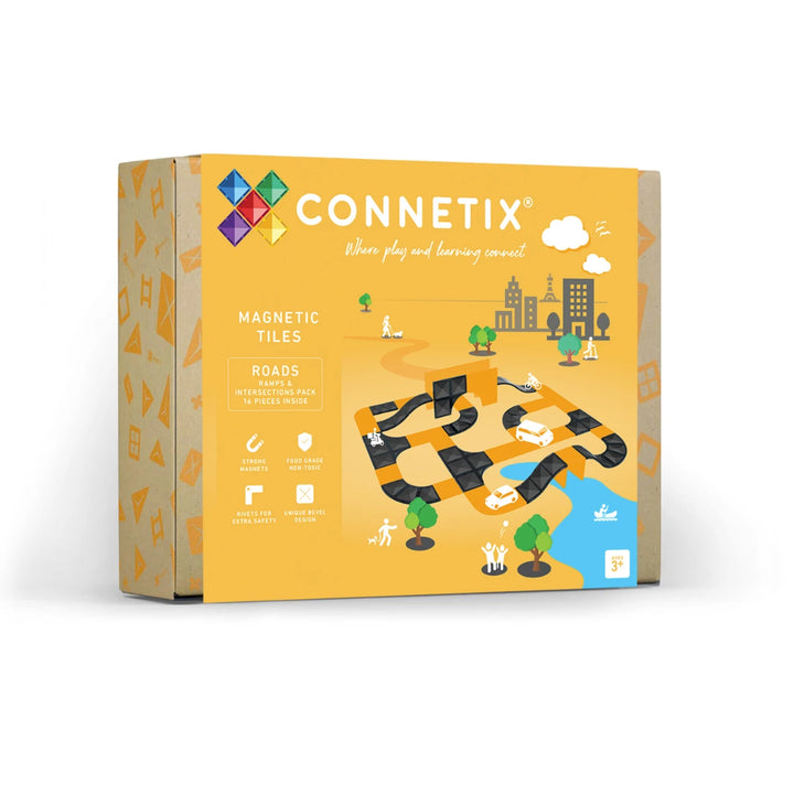 Connetix Magnetic Tiles Roads Ramps & Intersections 16 Piece Pack