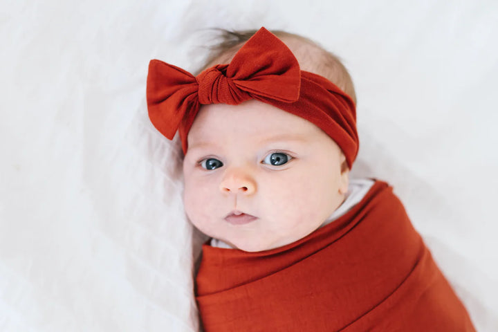 Copper Pearl Adjustable Knit Headband - Rust