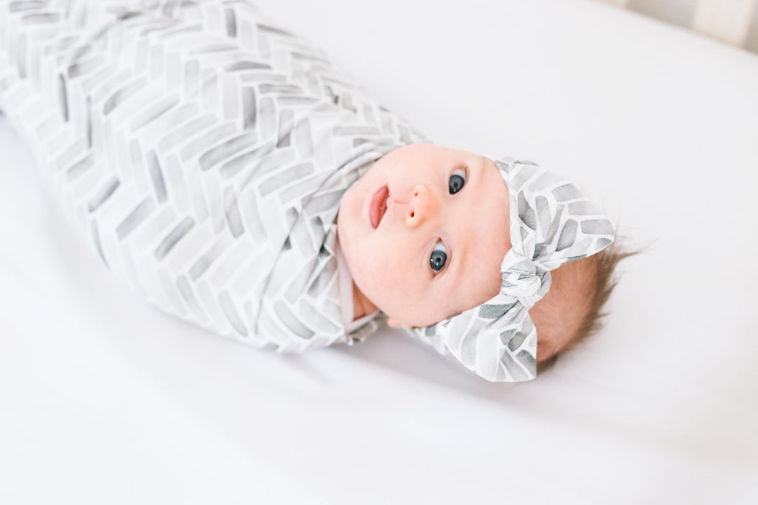 Copper Pearl Knit Swaddle Blanket & Top Knot Headband Set - Alta