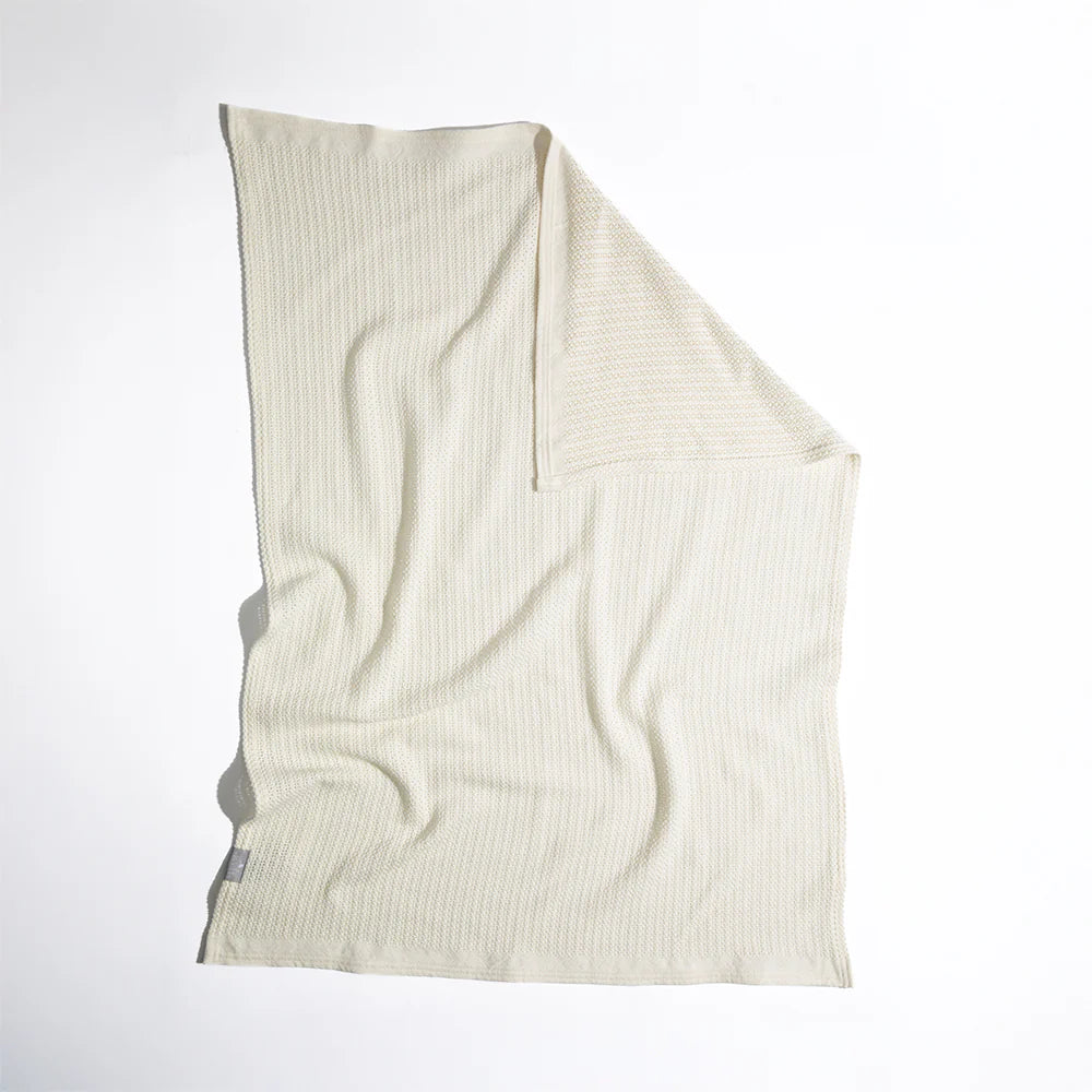 Cotton Bassinet Cellular Blanket - Natural White