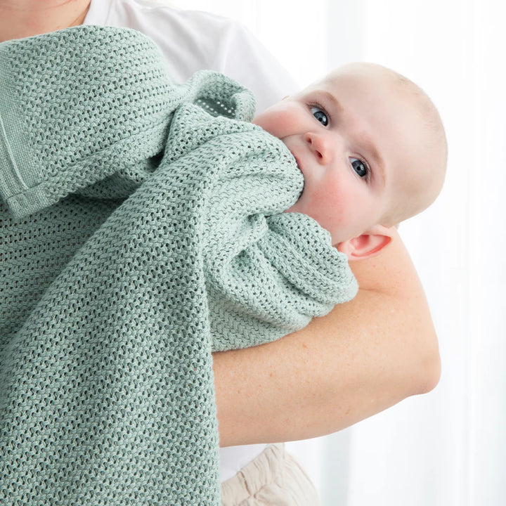 Cotton Bassinet Cellular Blanket - Sage