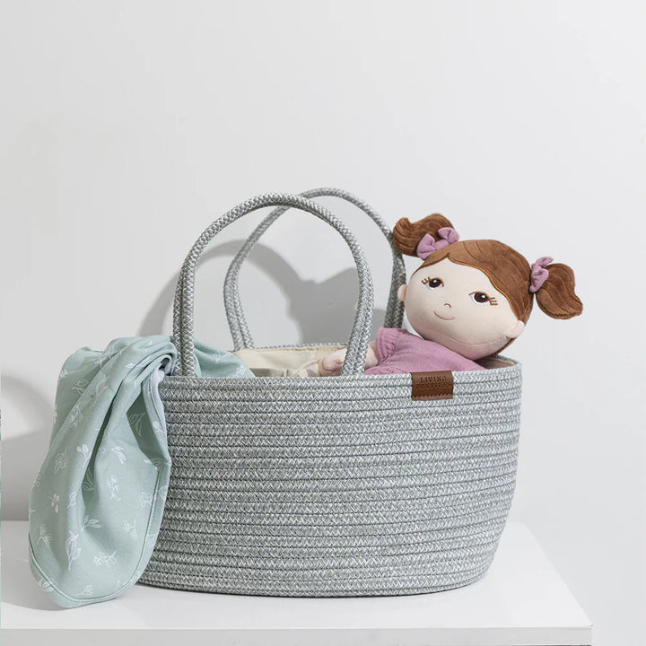 Cotton Rope Storage Caddy with Divider - Sage