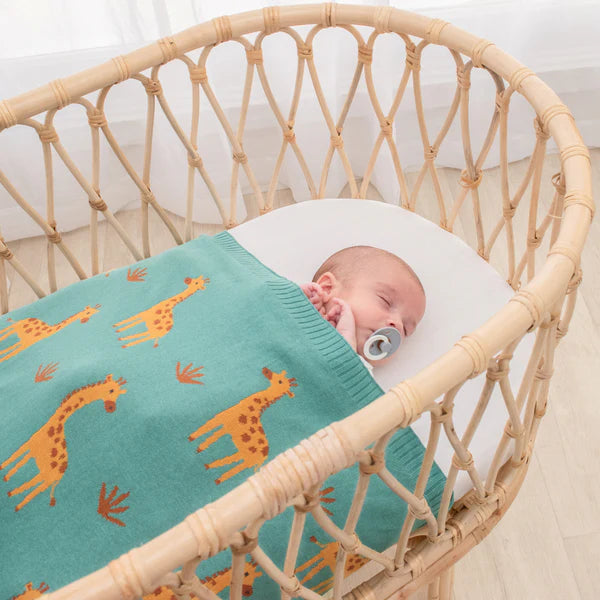 Cotton Knit Baby Blanket - Giraffe