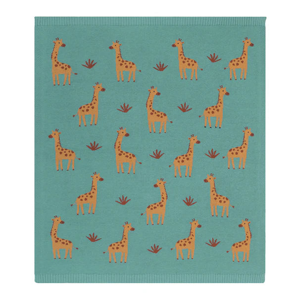 Cotton Knit Baby Blanket - Giraffe