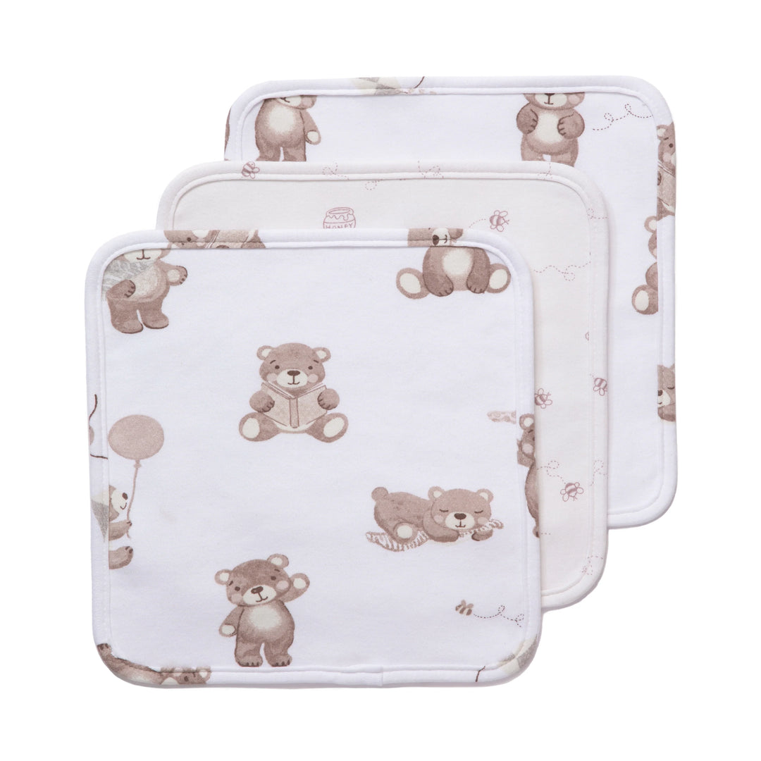 Cuddly Bear 3pk Washcloth Gift Set