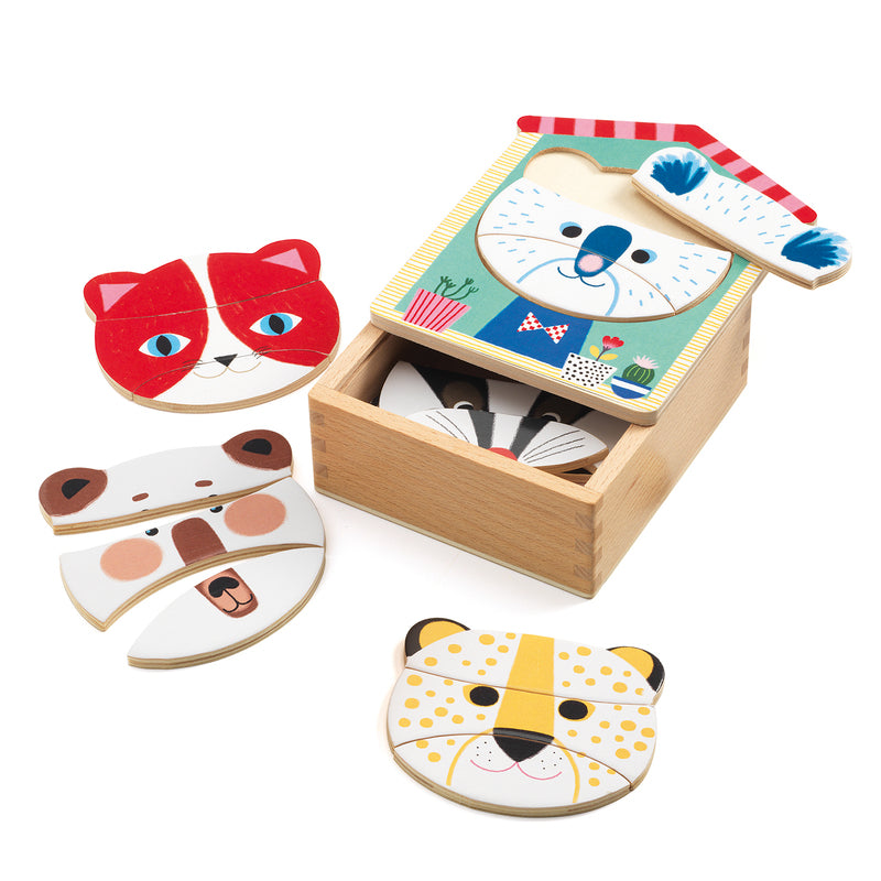 Face Mix Wooden Puzzle Set & Storage Box