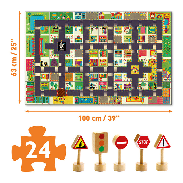 Djeco Giant City Road Pop-To-Play Puzzle Set