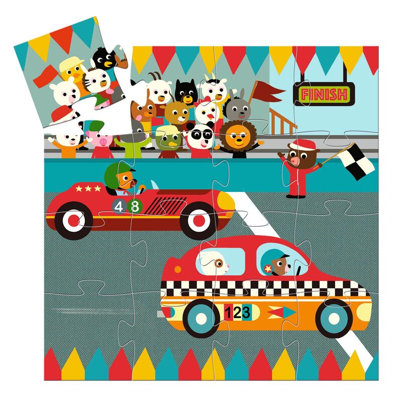Djeco Racing 16pc Silhouette Puzzle