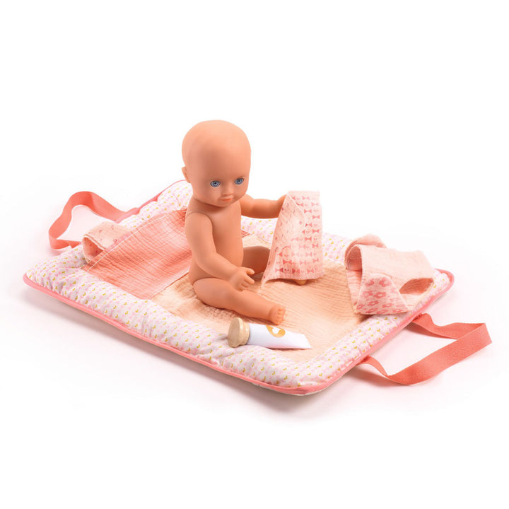 Djeco Baby Doll Changing Bag Play Set - Pink