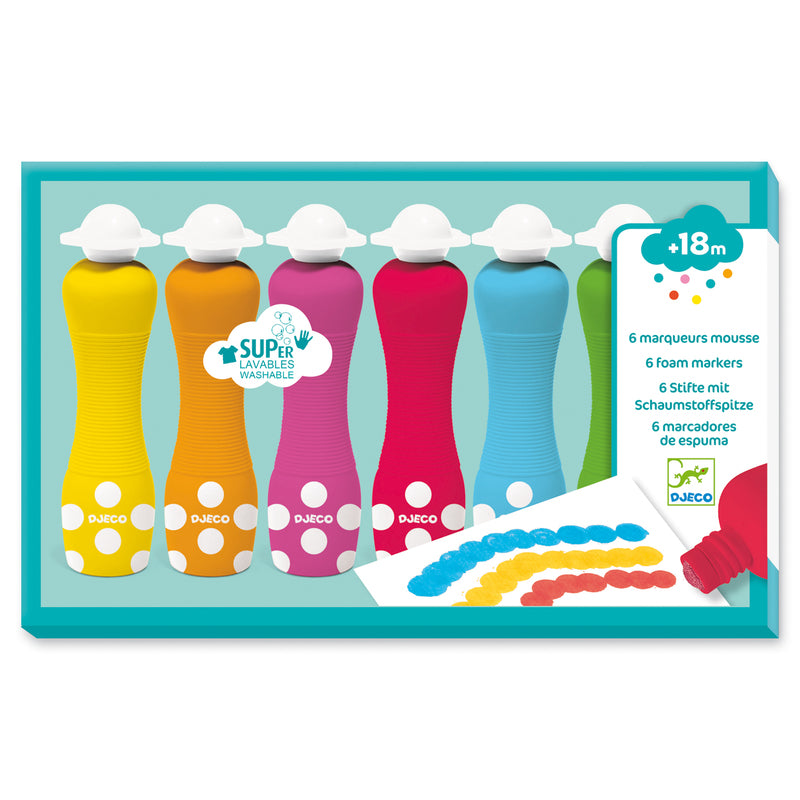 Djeco Toddler Foam Markers - Set of 6