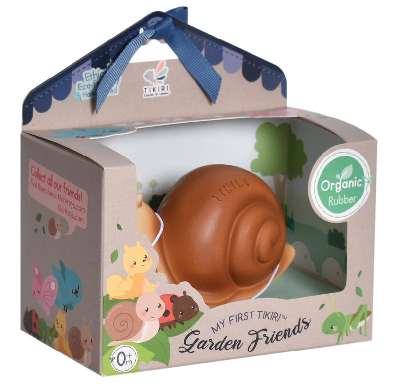 Tikiri Natural Rubber Garden Friend Toy Gift Box - Snail
