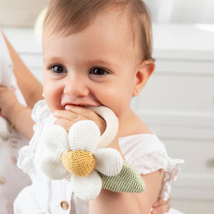 Whimsical Wonderland Daisy Teething Ring Rattle
