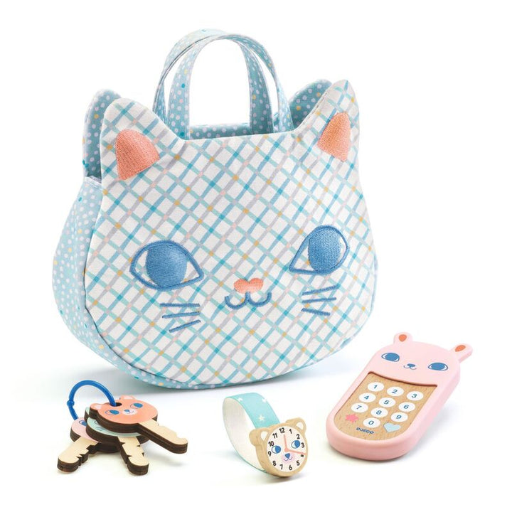 Djeco Baby Cat Handbag with Phone, Keys and Accessories