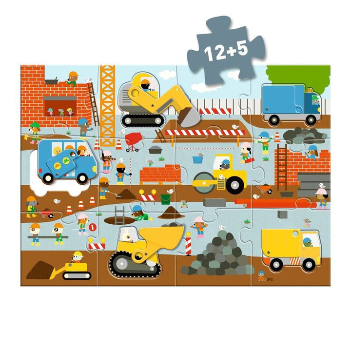 Djeco Construction Site 17pc Giant Puzzle