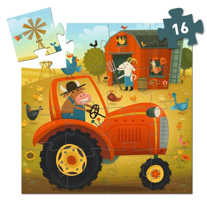 Djeco Tractor 16pc Silhouette Puzzle