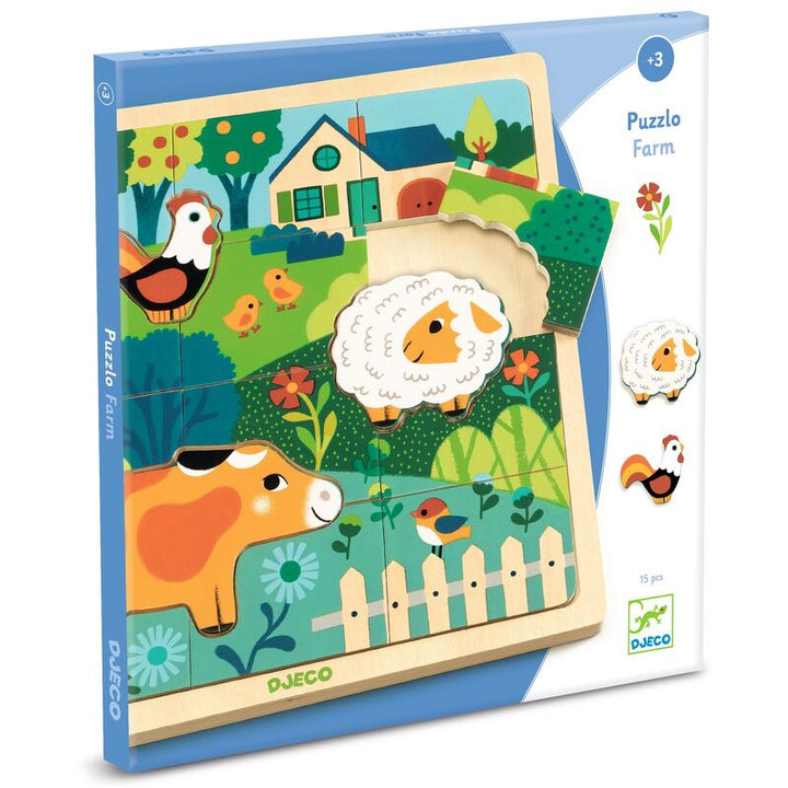 Djeco Wooden 12 Piece Farm Puzzle