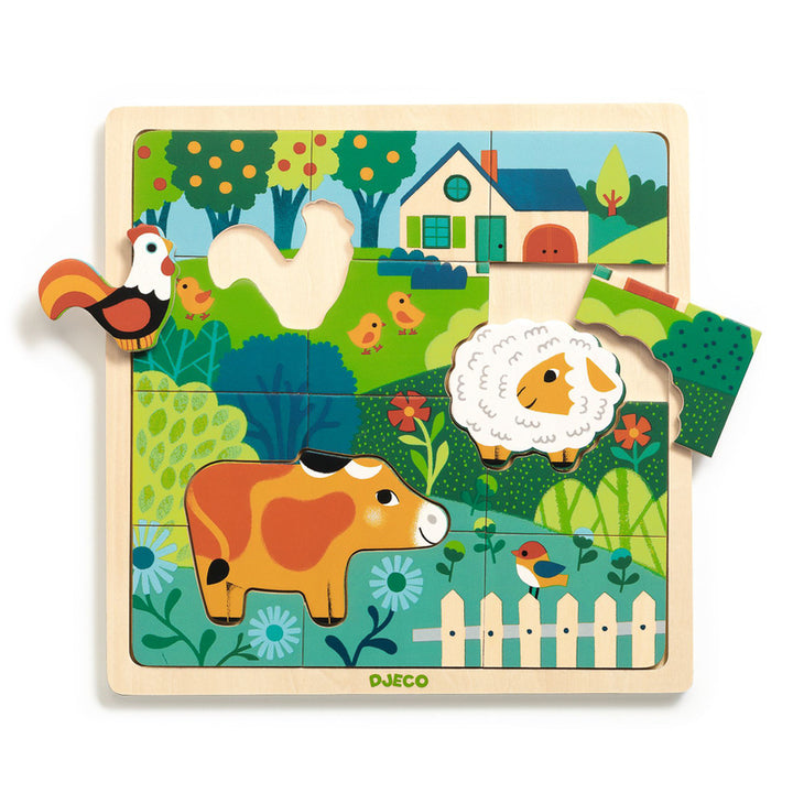 Djeco Wooden 12 Piece Farm Puzzle