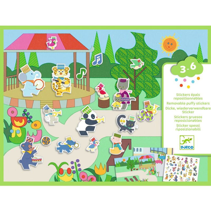 Djeco Fanfare 30pc Reusable Puffy Stickers Set