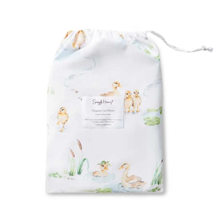 Snuggle Hunny Organic Fitted Jersey Cotton Cot Sheet - Duck Pond