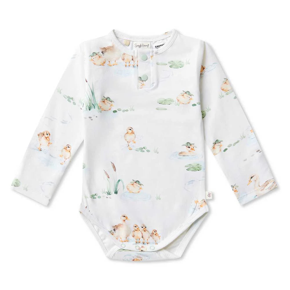 Snuggle Hunny Organic Long Sleeve Bodysuit - Duck Pond