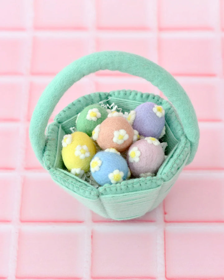 Felt Pastel Eggs with Flowers (Set of 6)