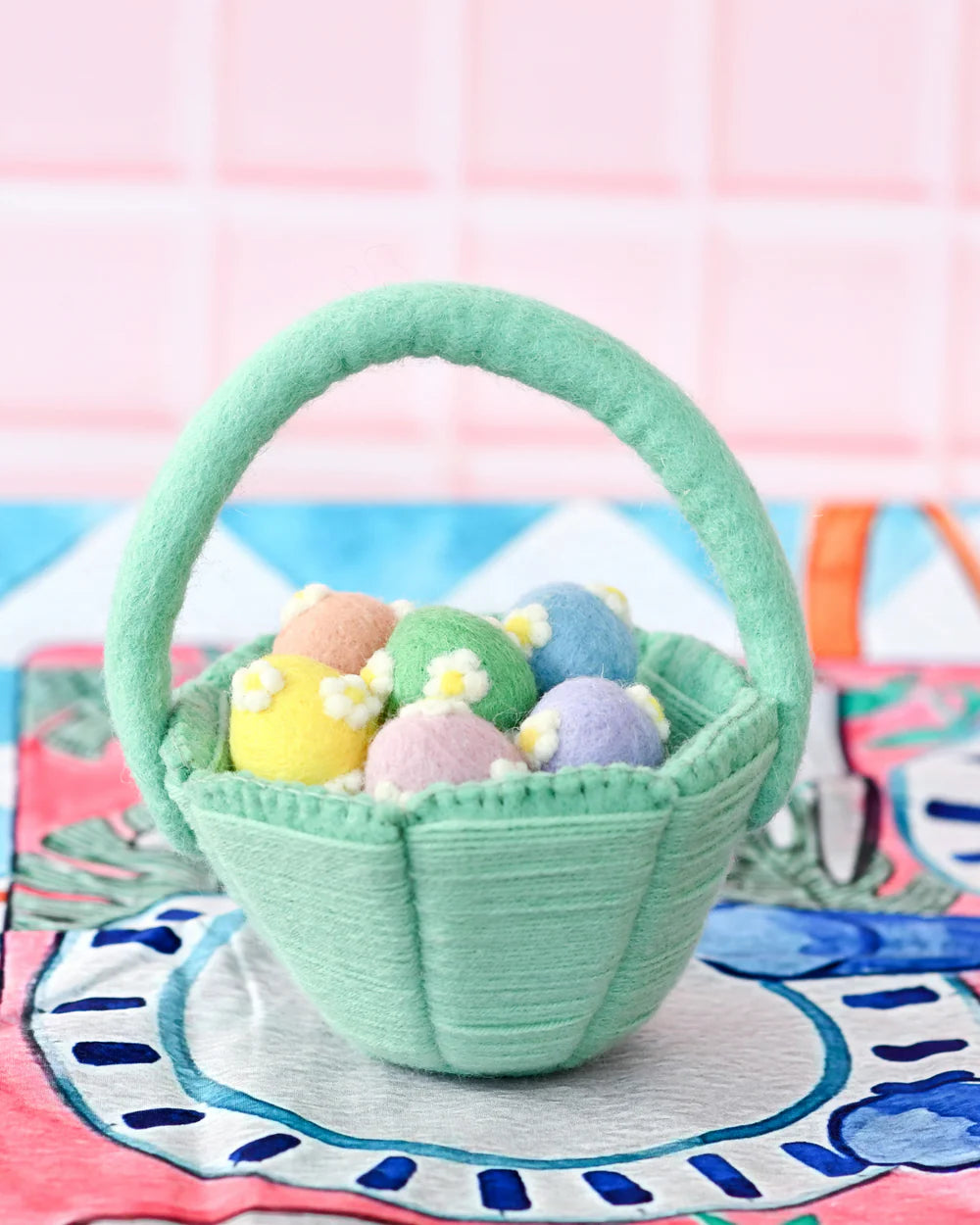 Petite Felt Easter Basket - Teal
